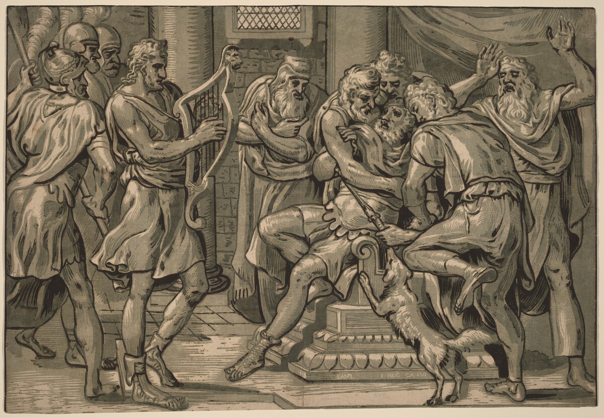 David Playing the Harp before Saul by Frans Floris I