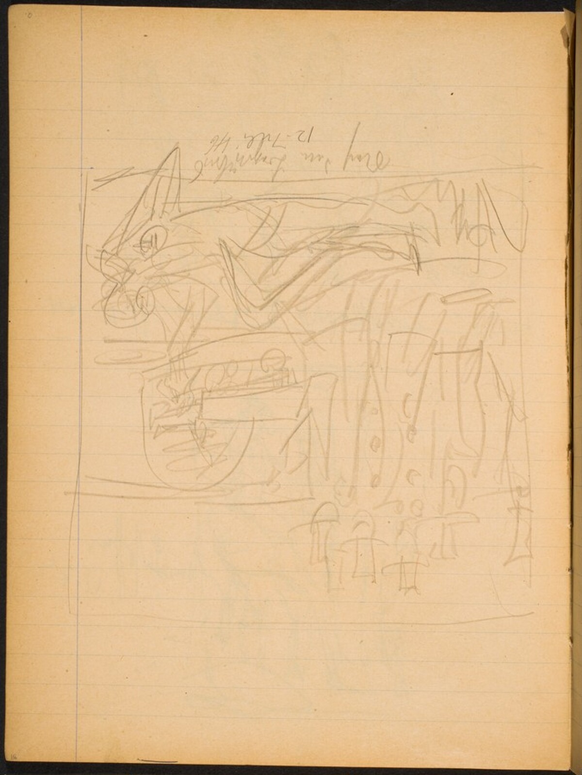 Mehrfigurige Szene (Reclining Nude with Onlookers) [p. 18] by Max Beckmann