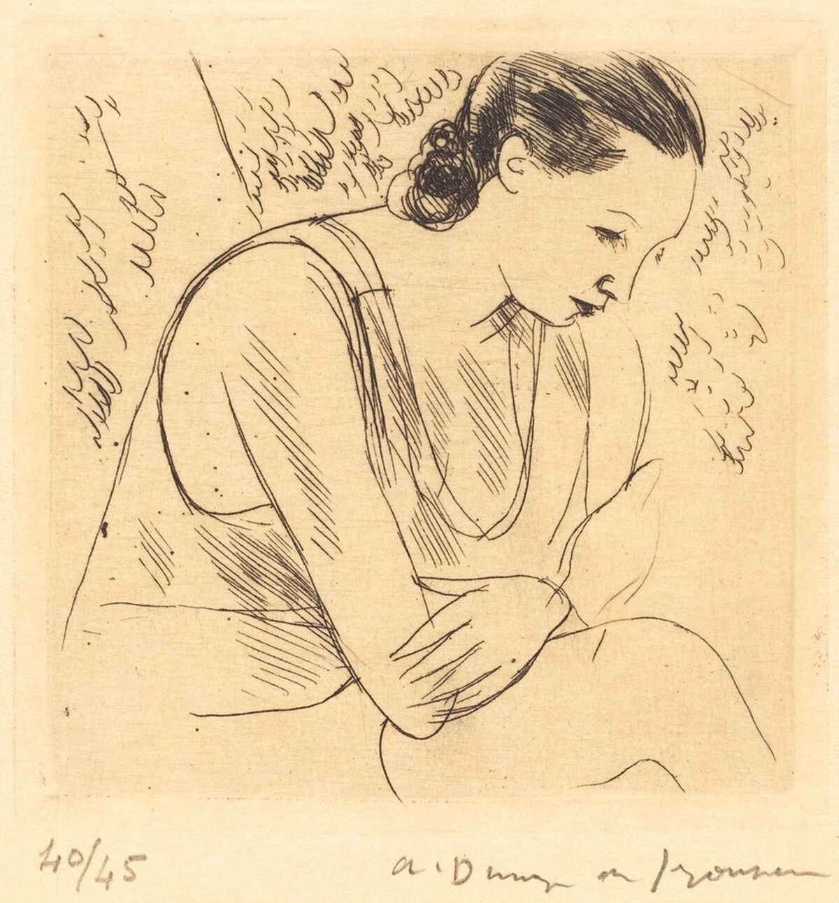 Fernande with Arms Crossed, Small Plate (Fernande les mains croisees (petite planche) by André Dunoyer de Segonzac