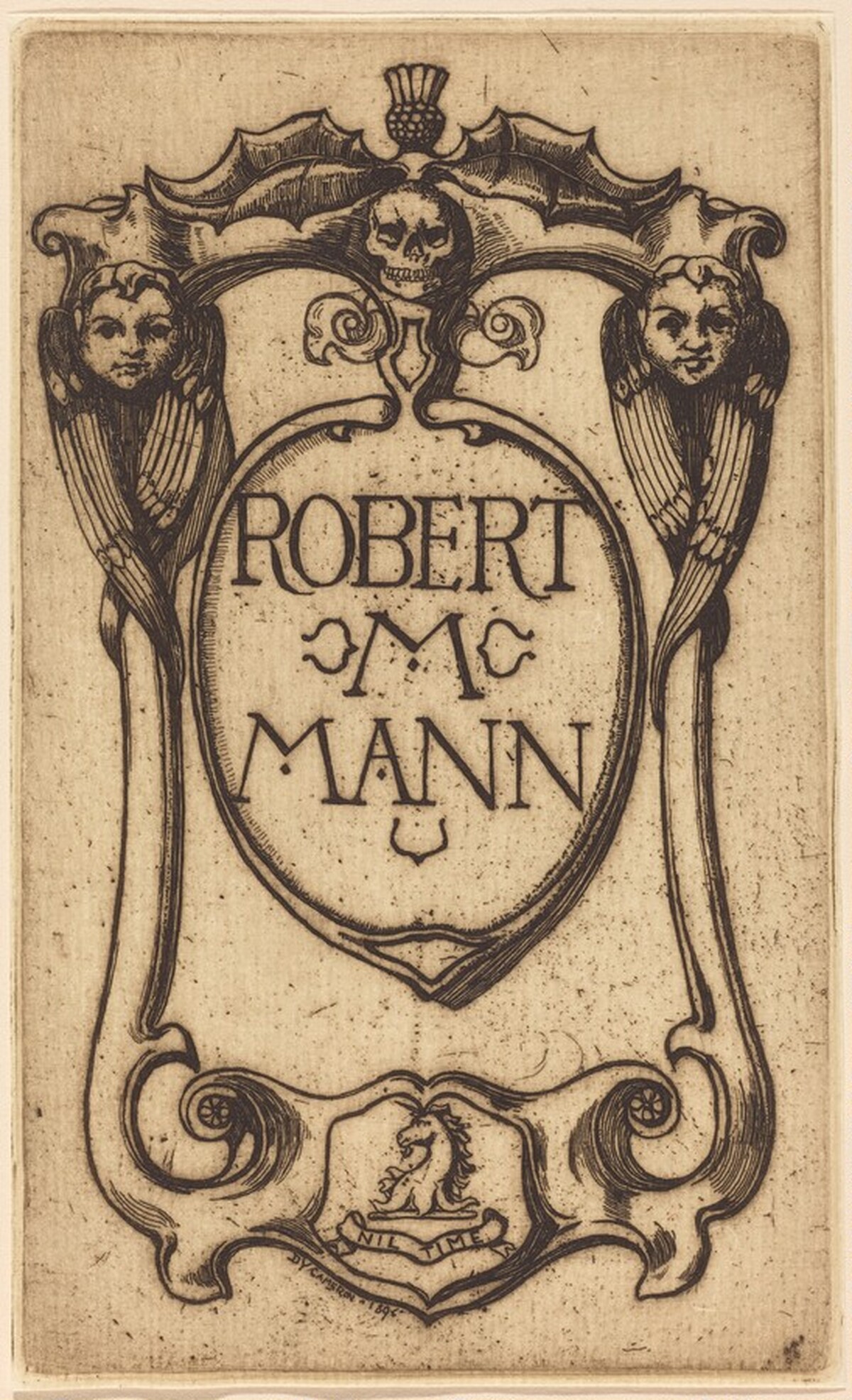 Bookplate of Robert M. Mann by David Young Cameron