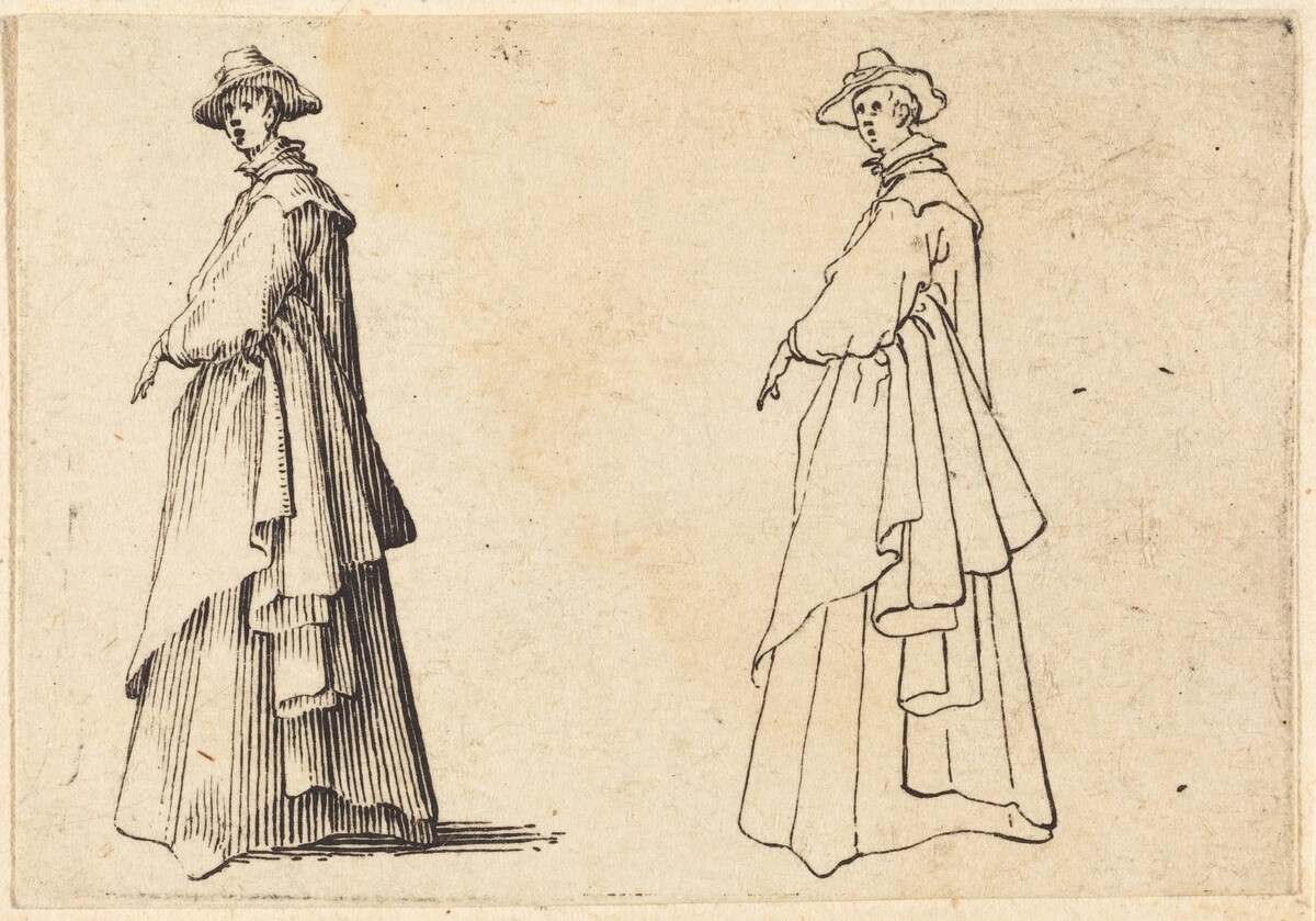 Lady in a Large Coat by Jacques Callot