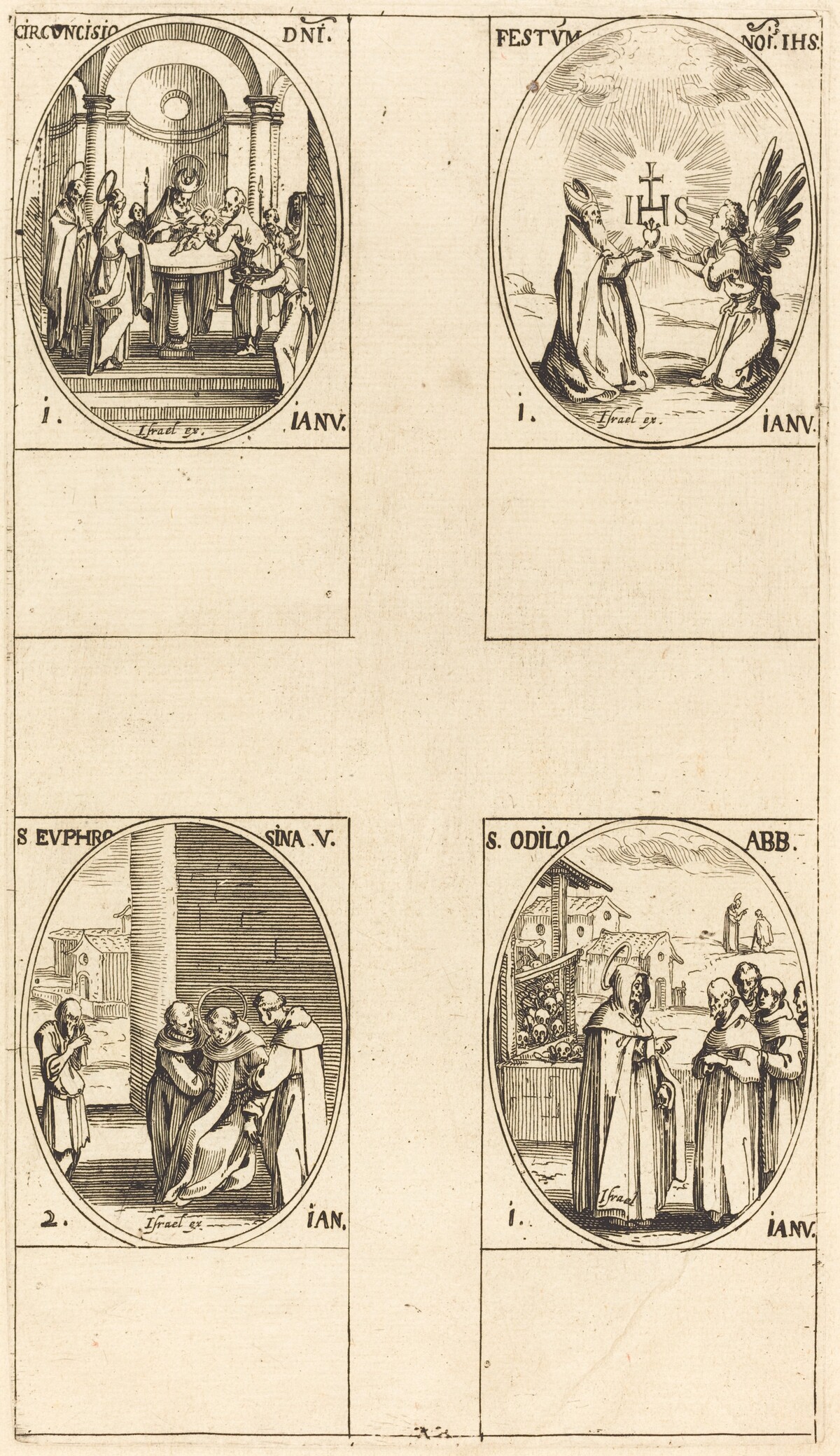 Circumcision; Festival of Name of Christ; St. Odilo; St. Euphrosyna by Jacques Callot