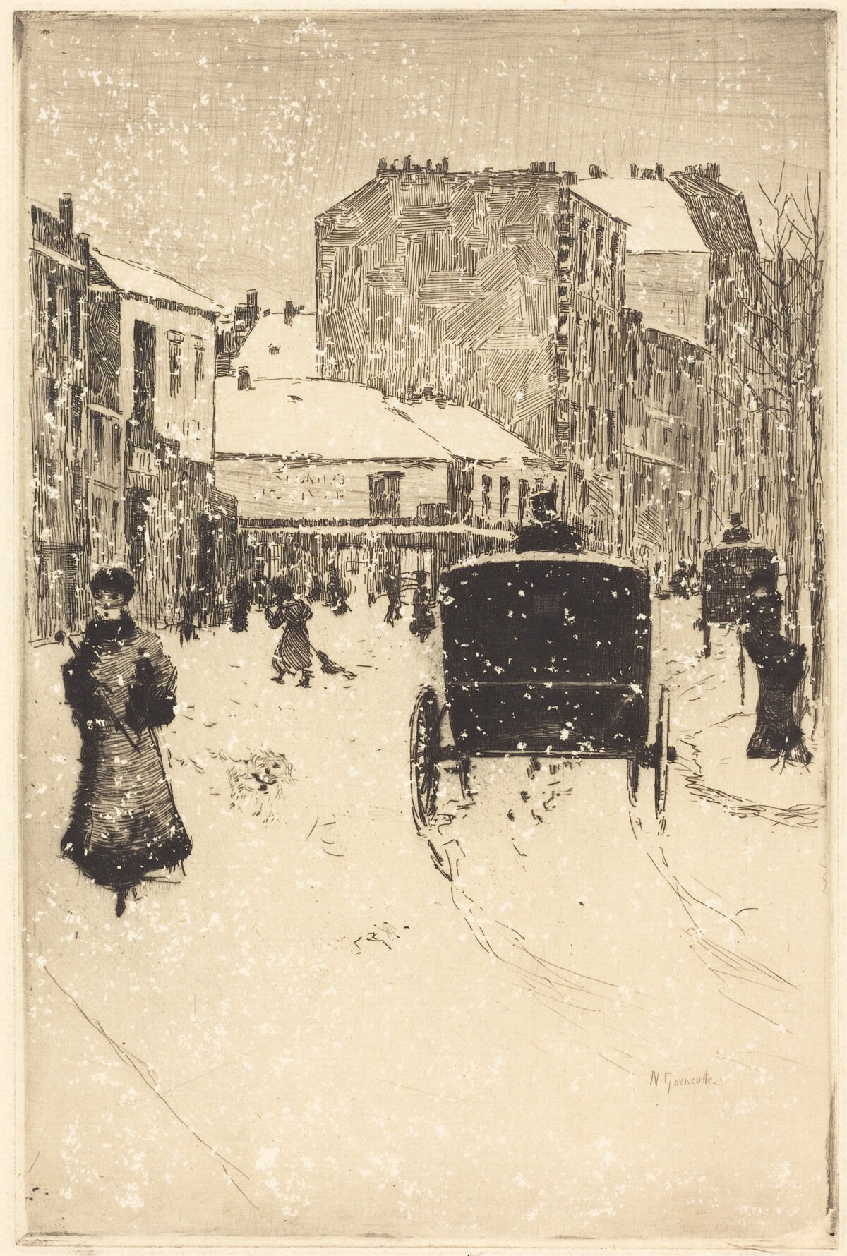 Boulevard Clichy in the Snow (Le boulevard Clichy par un temps de neige) by Norbert Goeneutte