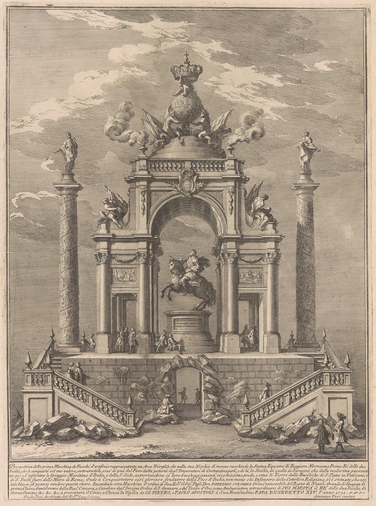 The Prima Macchina for the Chinea of 1751: Triumphal Arch for Roger I of Sicily by Giuseppe Vasi, after Paolo Posi
