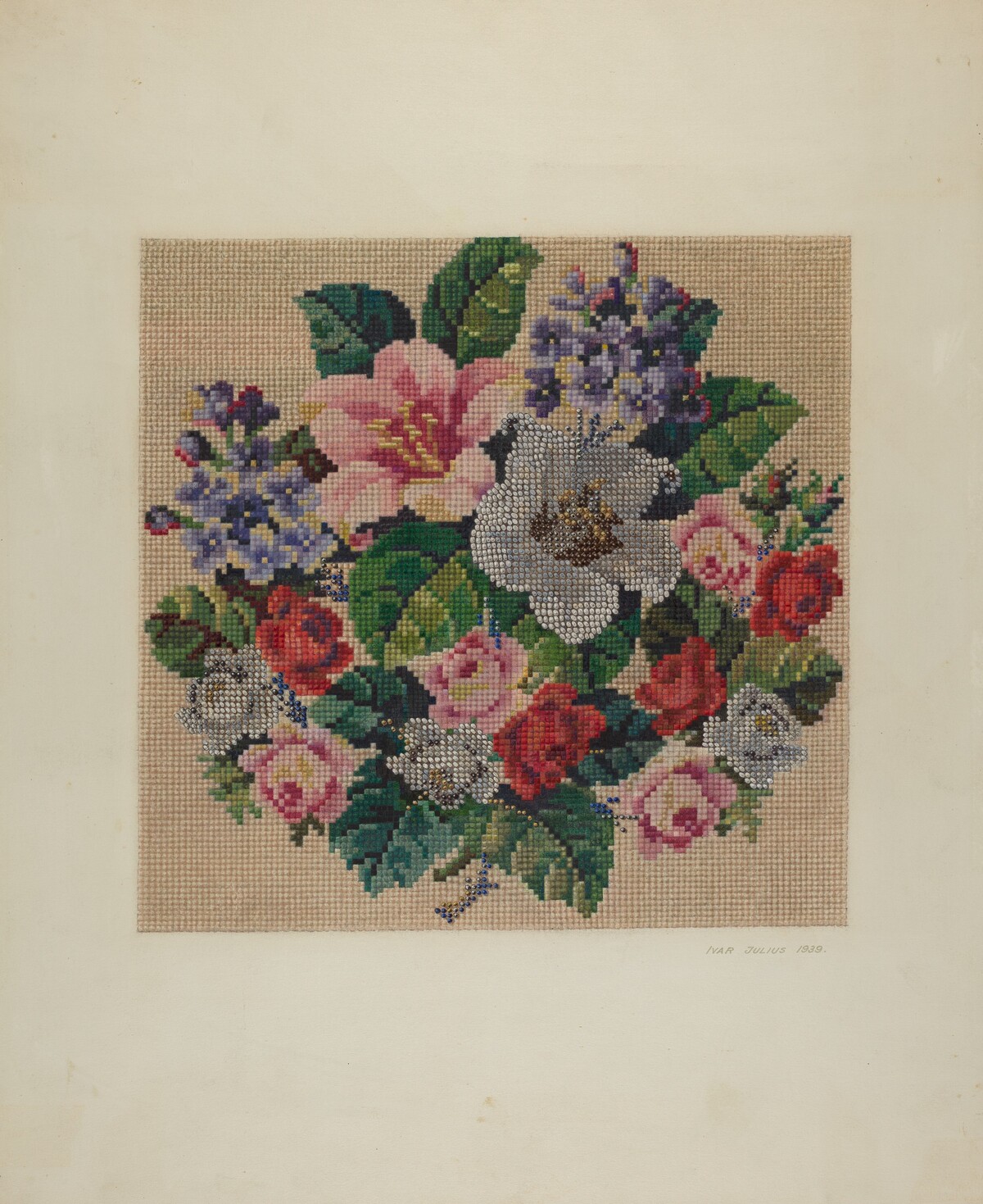 Gros Point Needlework - Flowers by Ivar Julius and Albert Rudin