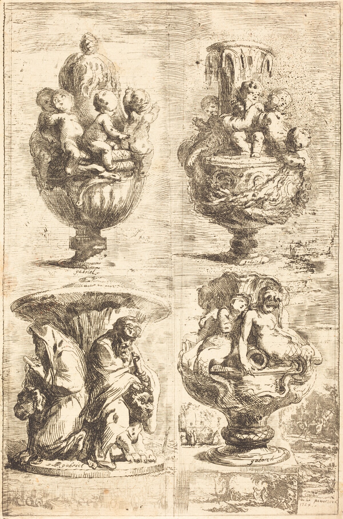 Four Vases (Les quatres vases) by Gabriel Jacques de Saint-Aubin