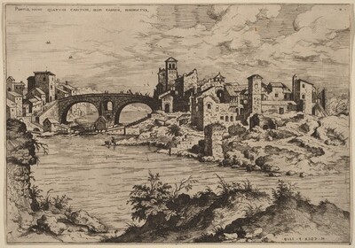 View of the Ponte Quattro Capi and the Island of the Tiber