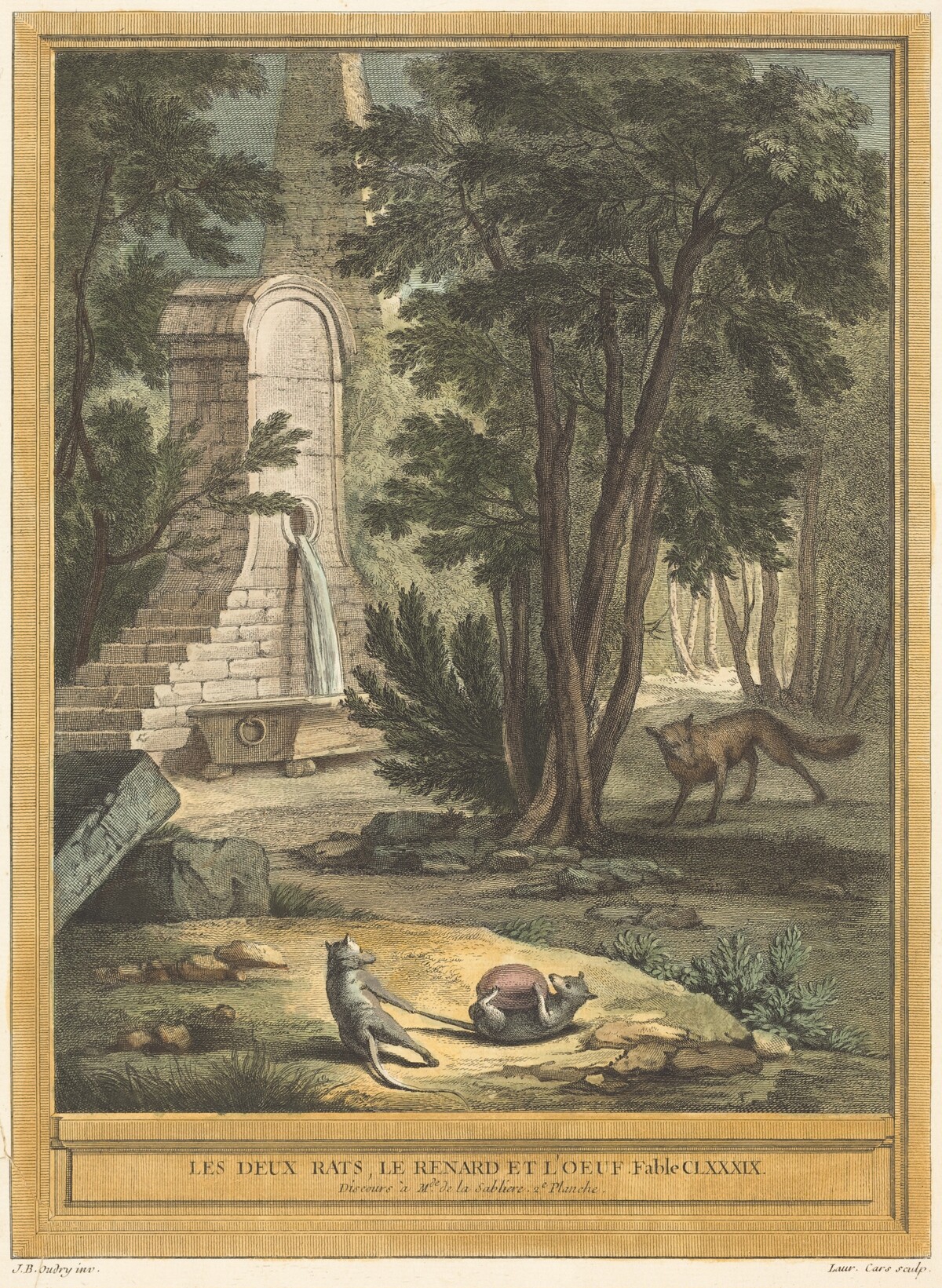 Les deux rats, le renard et l'oeuf (Two Rats, the Fox, and the Egg) by Laurent Cars after Jean-Baptiste Oudry