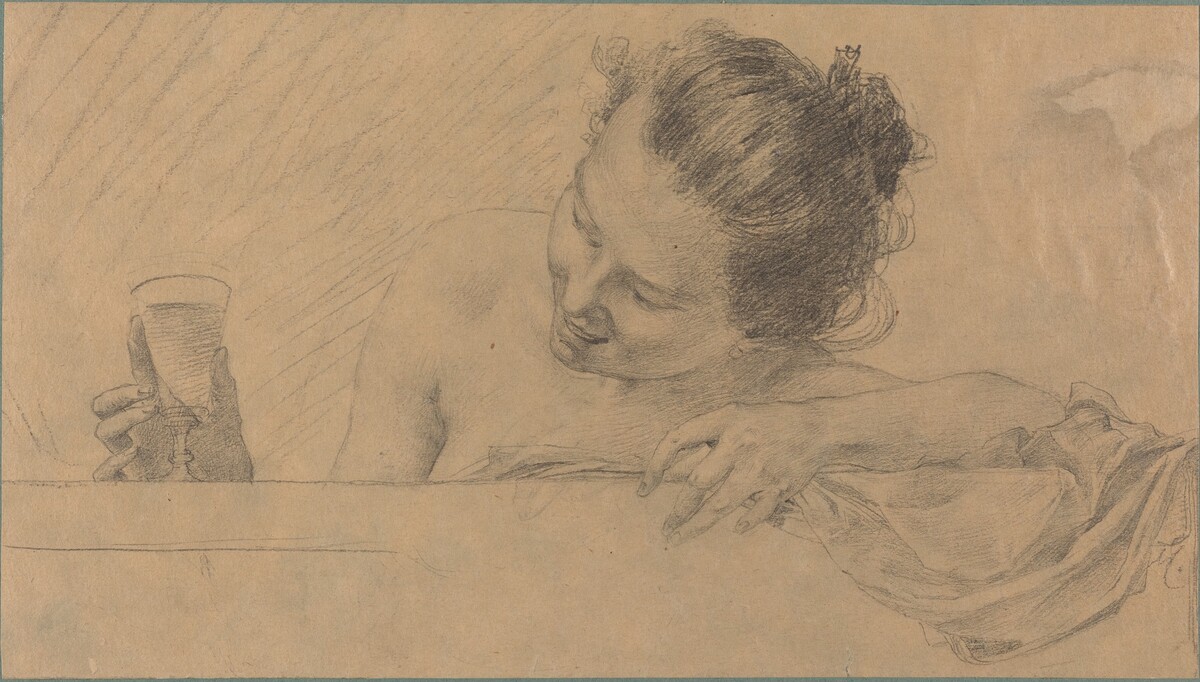 Woman in Bath, Holding a Glass of Wine by Karel Vitezslav Masek