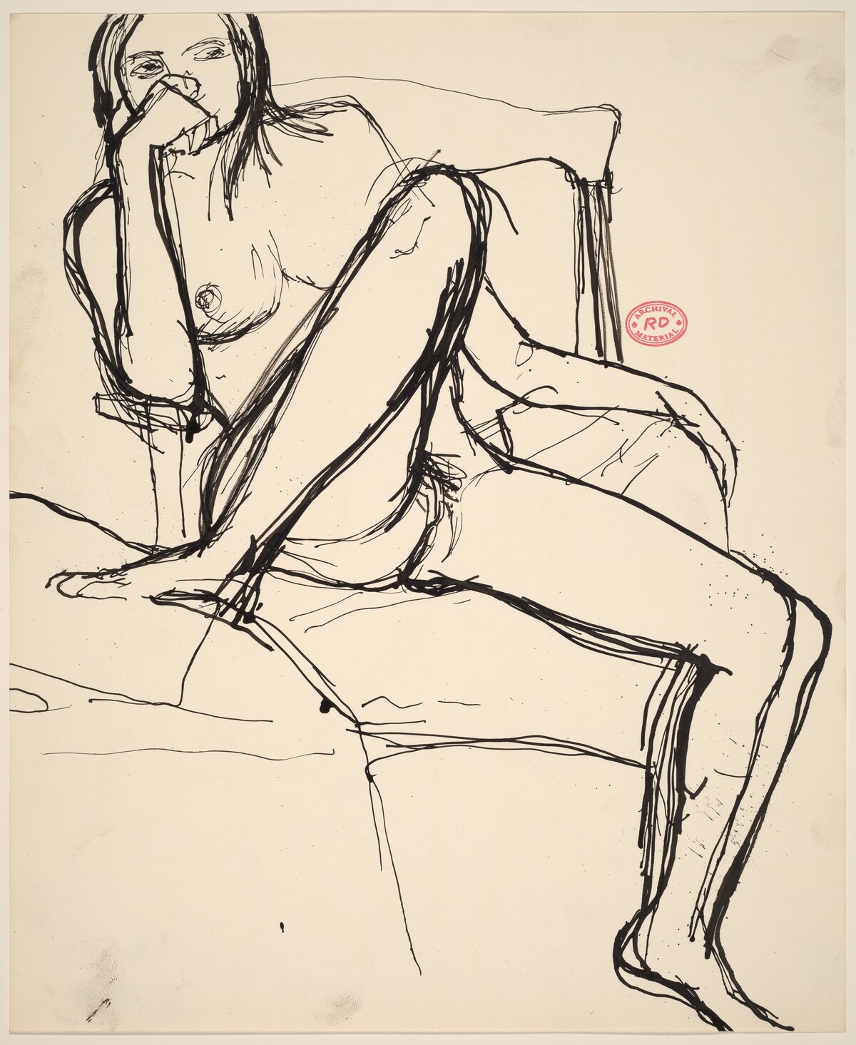 Untitled [seated nude with her right foot on a support] by Richard Diebenkorn