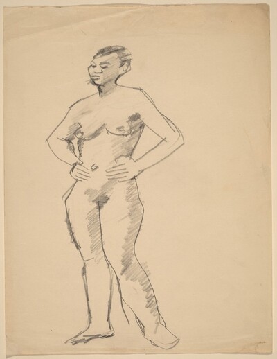 Standing Female Nude with Hands on Hips