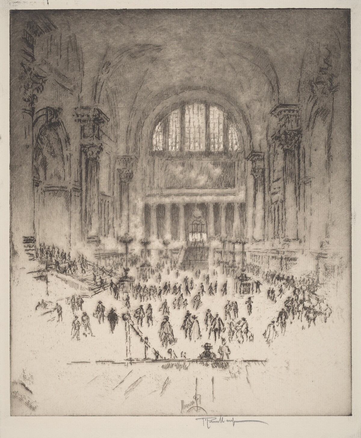 The Marble Hall, Pennsylvania Station, New York by Joseph Pennell