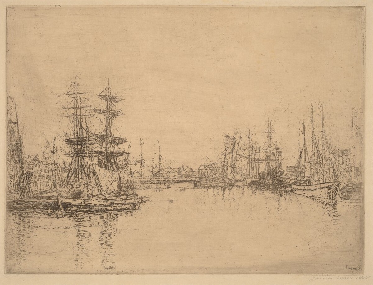 Large Basin of Ostend Harbor (Le Grand Bassin, Ostende) by James Ensor