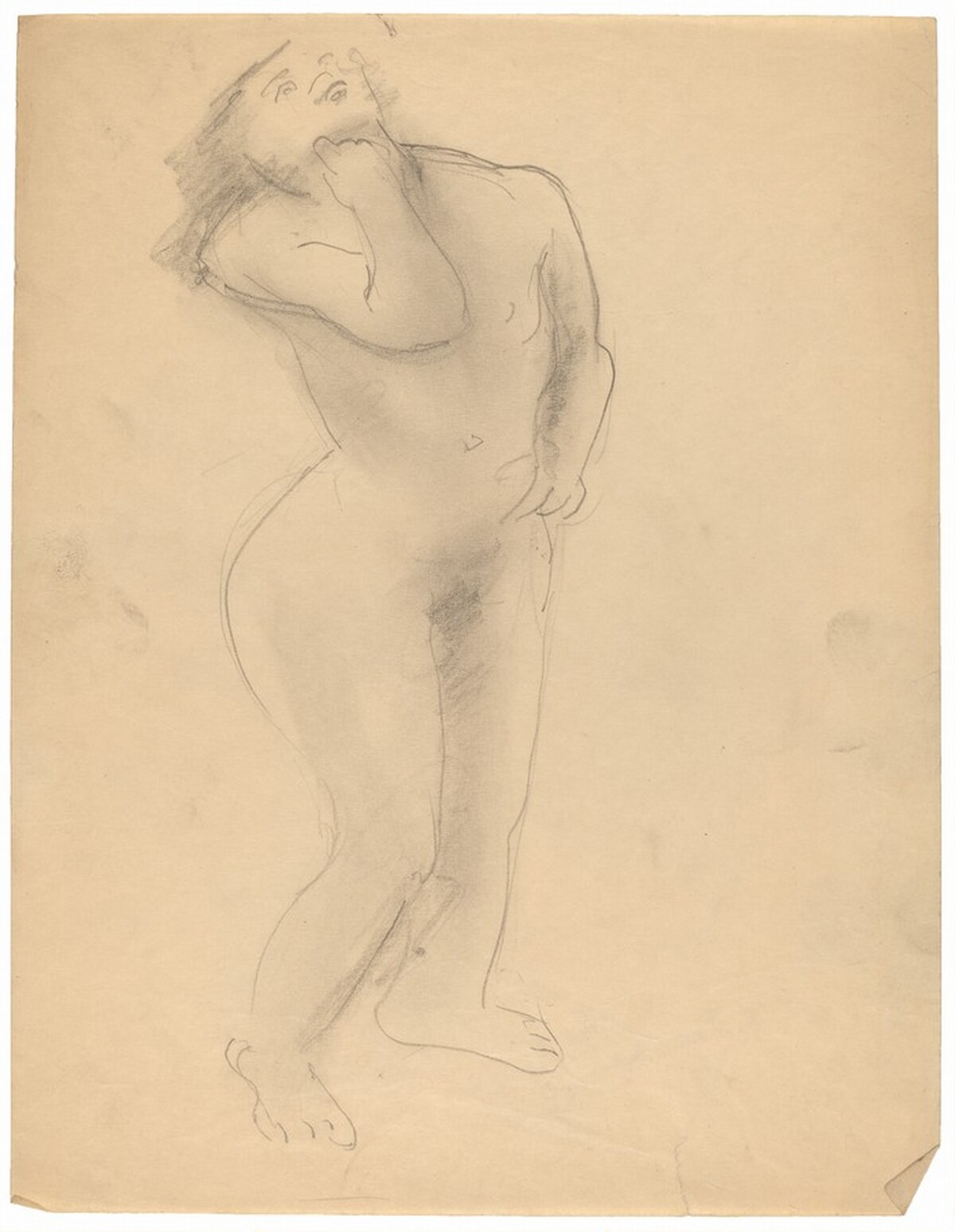 Standing Nude Looking Up, Left Hand at Chin by Mark Rothko