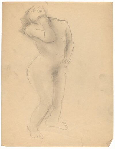 Standing Nude Looking Up, Left Hand at Chin