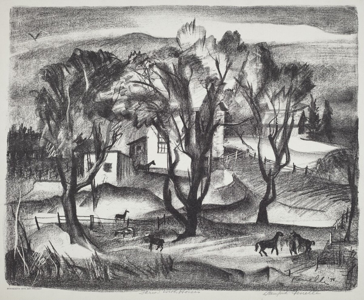 Farm with Horses by Stanford Fenelle