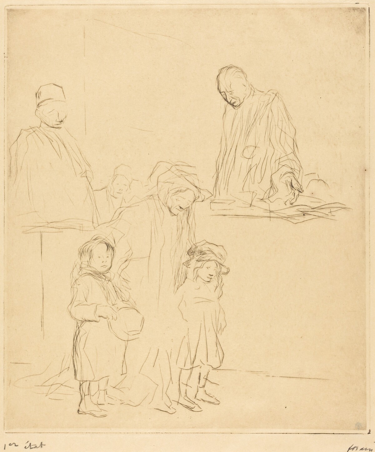 La sortie de l'audience (1ère planche) (Coming Out of the Hearing) (first plate) by Jean-Louis Forain