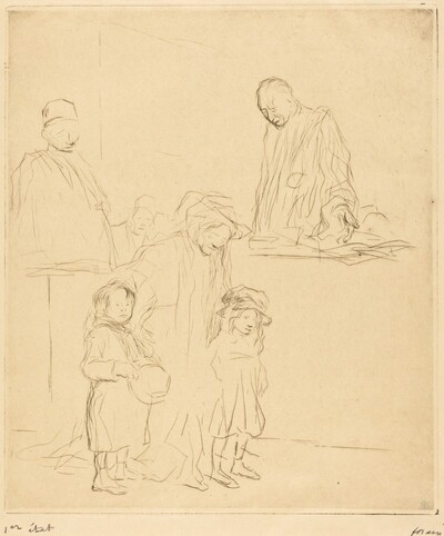 La sortie de l'audience (1ère planche) (Coming Out of the Hearing) (first plate)