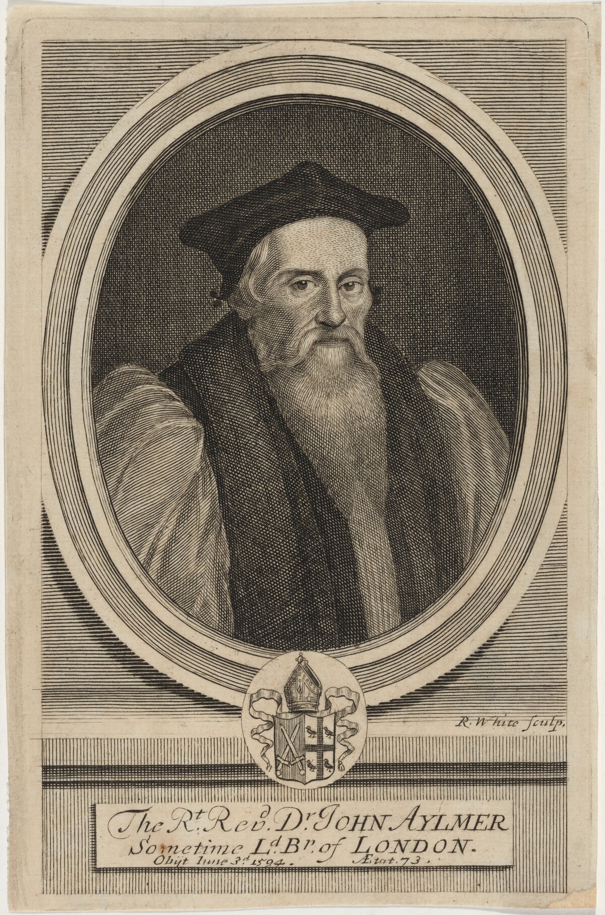 John Aylmer, D.D., Bishop of London, Preceptor to Lady Jane Grey by Robert White