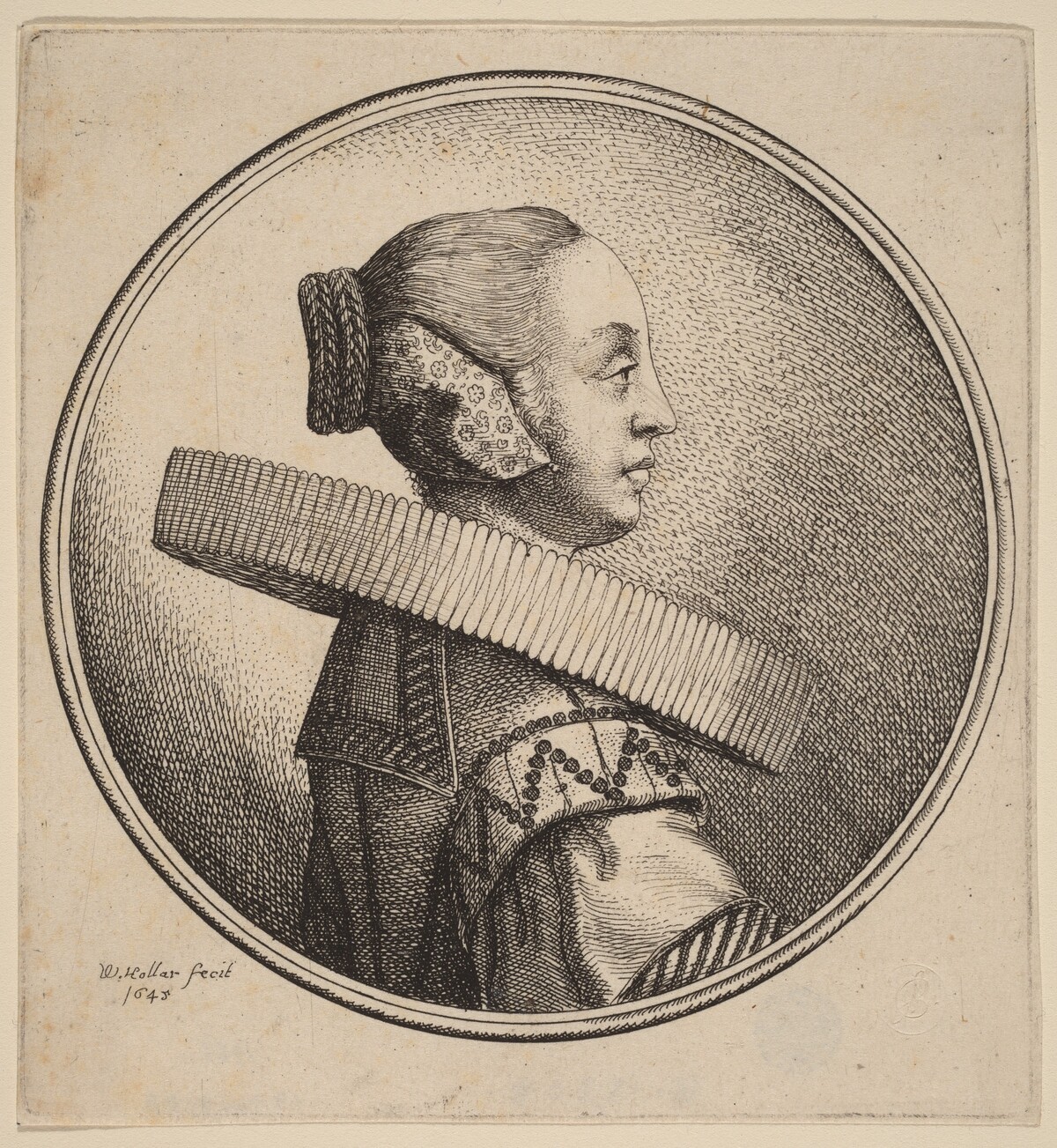 Woman with a Ruff in Profile by Wenceslaus Hollar