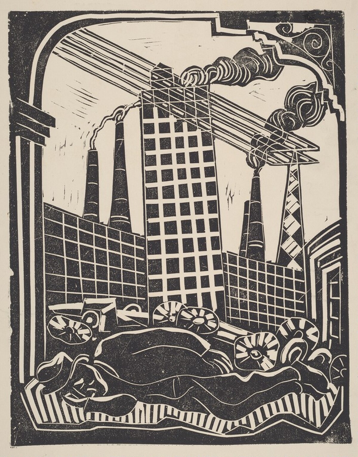 Untitled (Urban Scene-Evening) by Irving G. Lehman