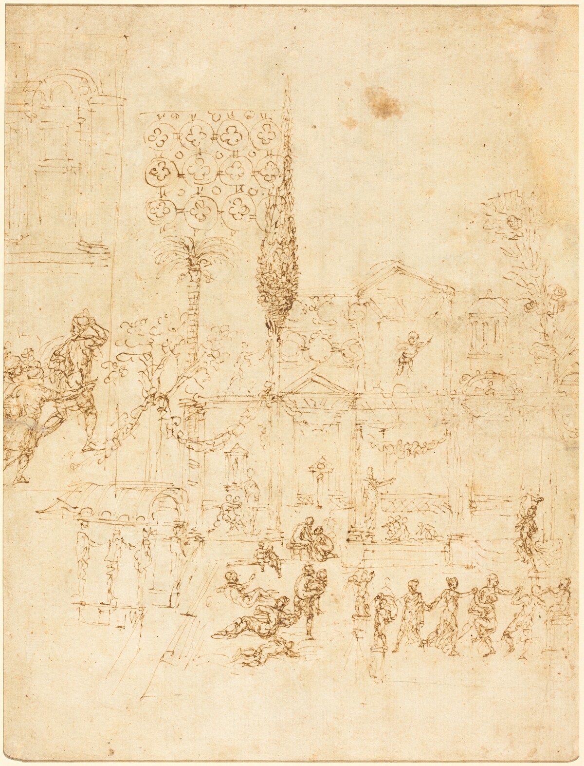 A Party in a Roman Villa [recto] by Pirro Ligorio