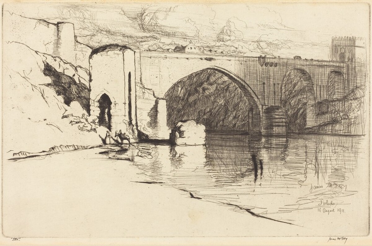 Bridge of San Martin, Toledo by James McBey