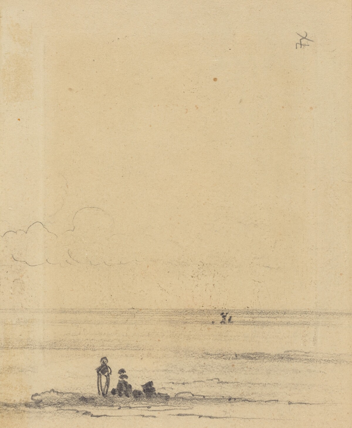 Figures on a Shore [verso] by Félix-Hilaire Buhot