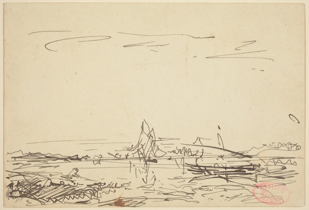 A Cove with a Sailboat by Félix Ziem