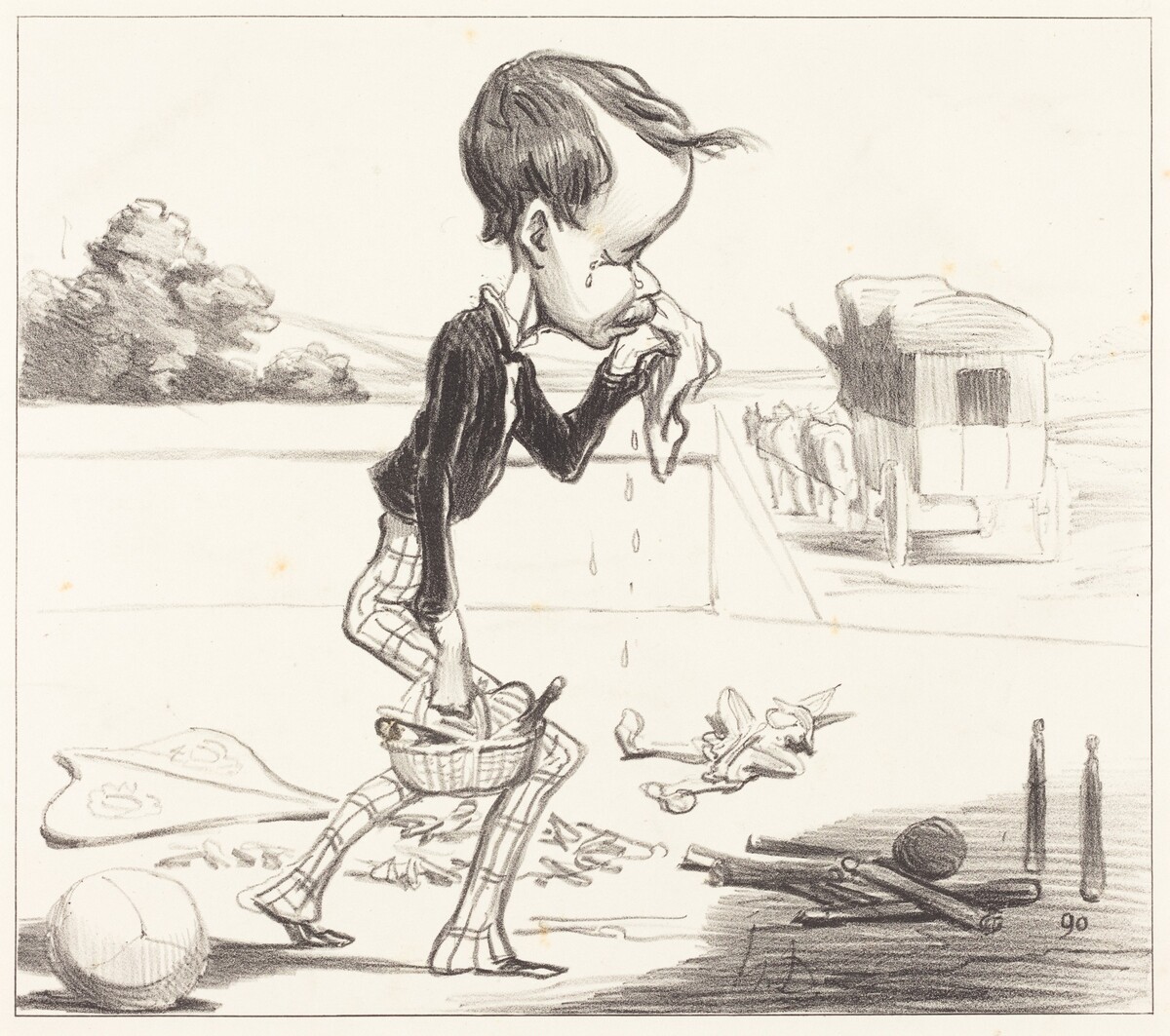 Le Jeune Estancelin est obligé de rentrer en classe! by Honoré Daumier