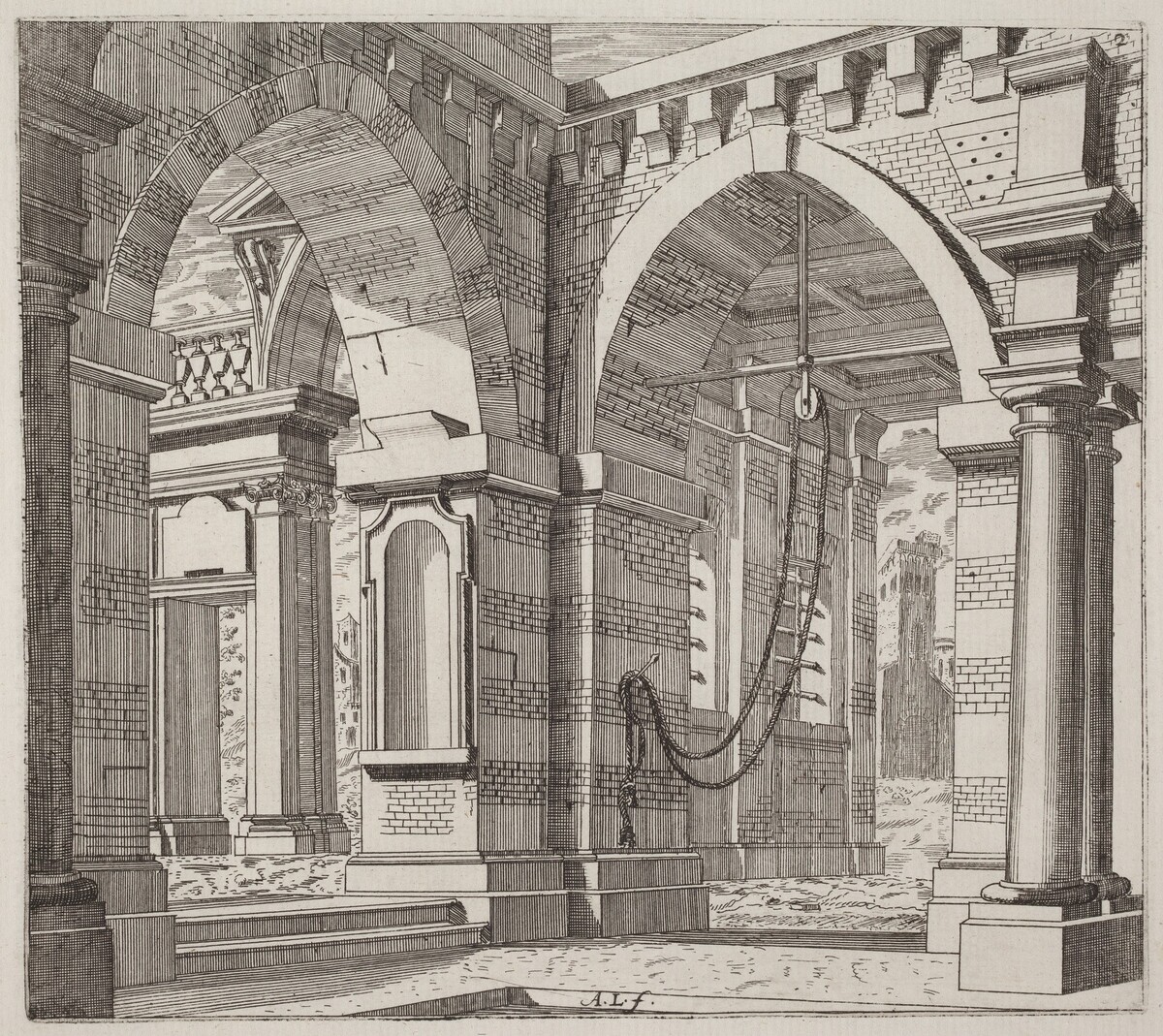 Architectural Fantasy with Arched Gateways by Giuseppe Antonio Landi