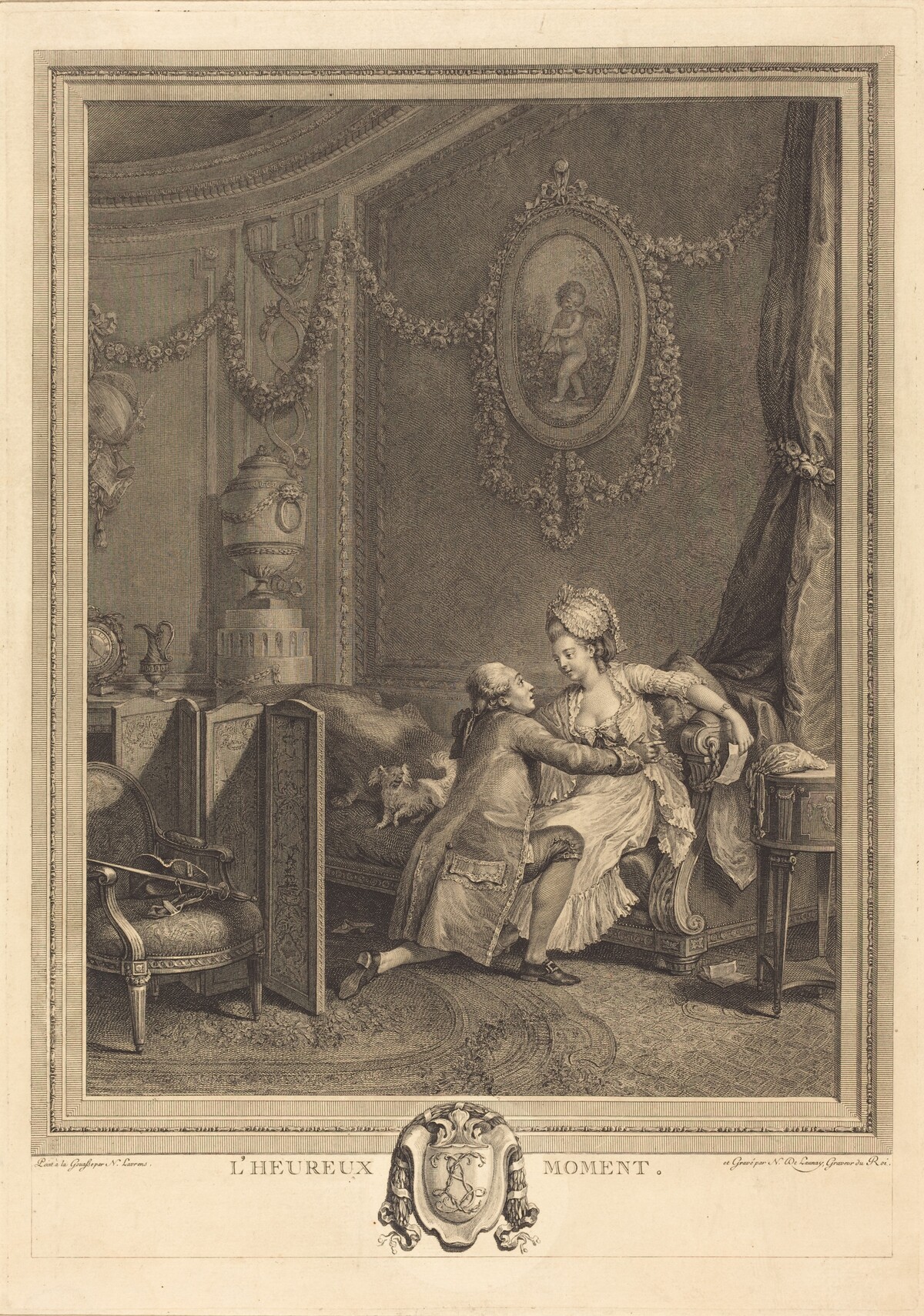 L'heureux moment by Nicolas Delaunay after Nicolas Lavreince
