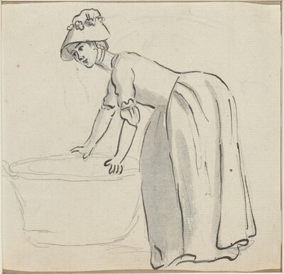 Girl with a Bonnet at Work [recto]