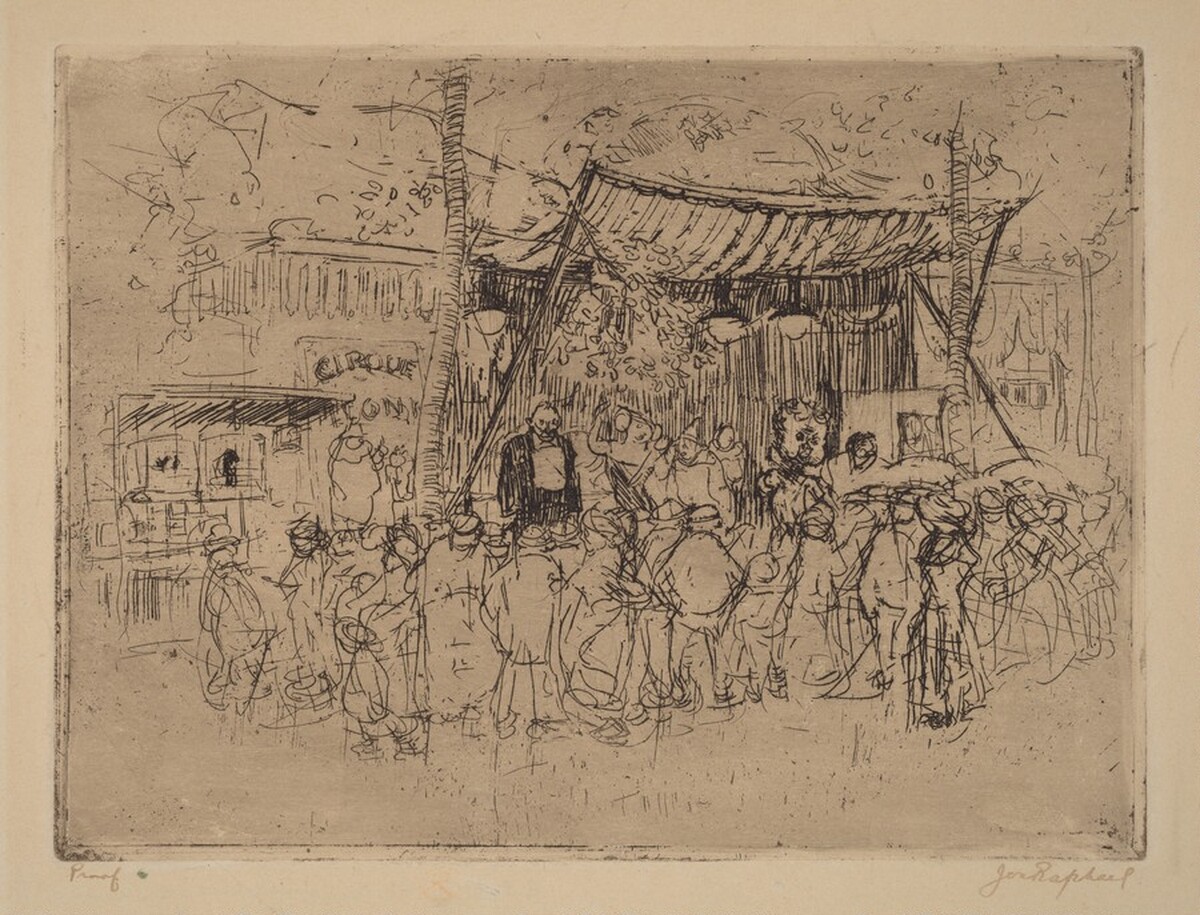 Strolling Players at Kermess, Blvd. des Midi, Brussels by Joseph Raphael