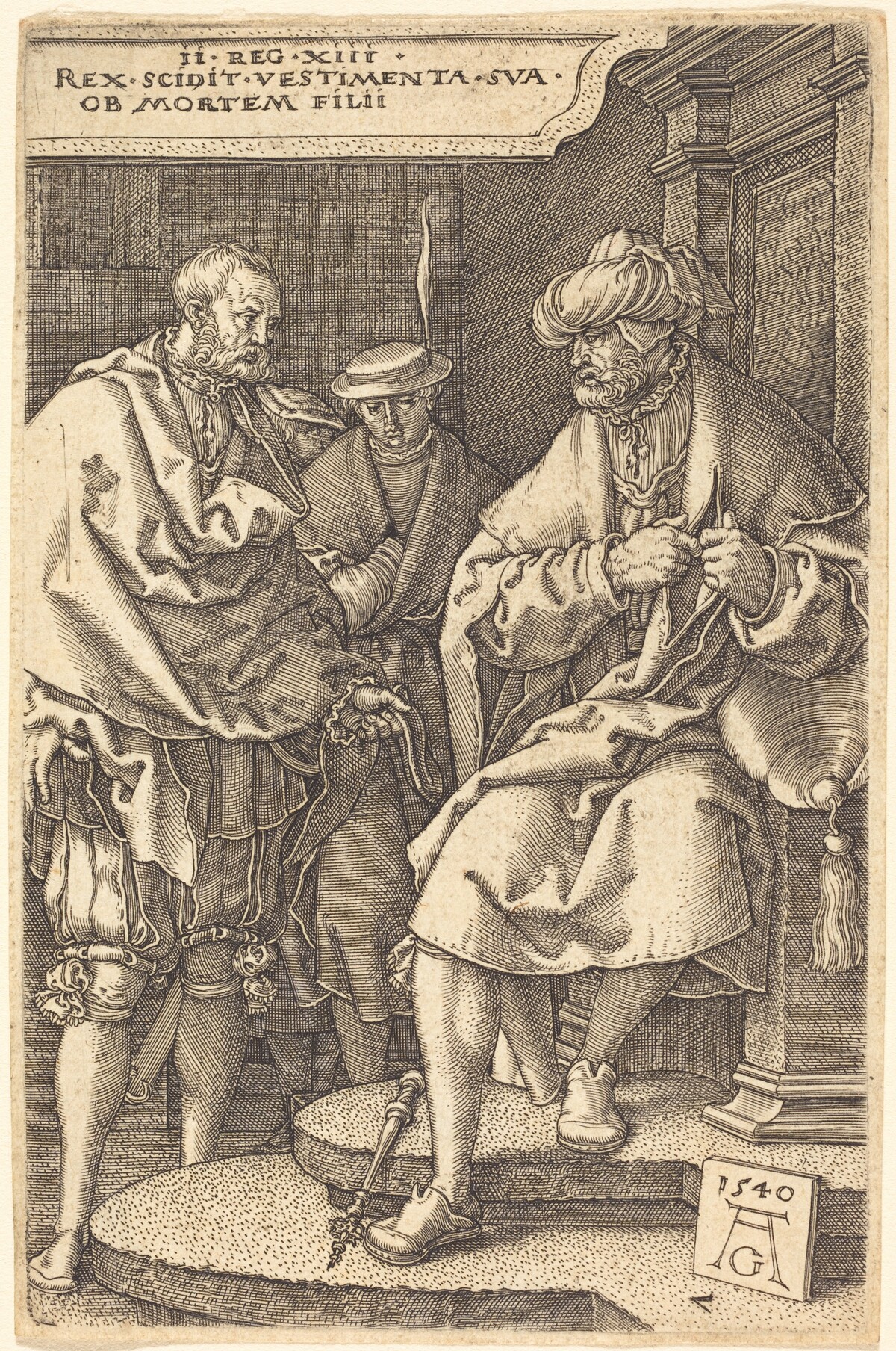 David Casting Off His Robes at the News of the Death of His Son by Heinrich Aldegrever