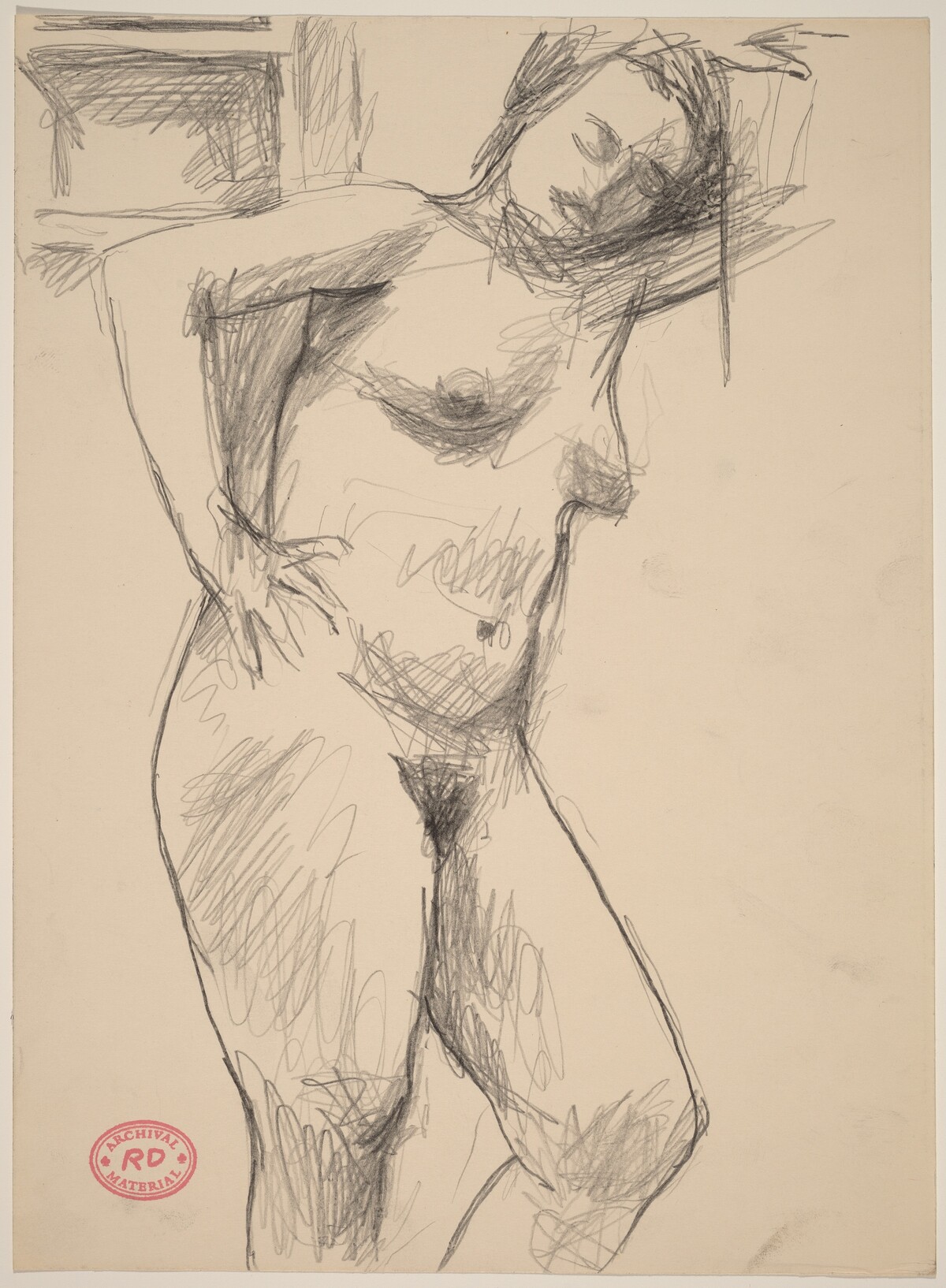 Untitled [standing female nude leaning against wall] by Richard Diebenkorn