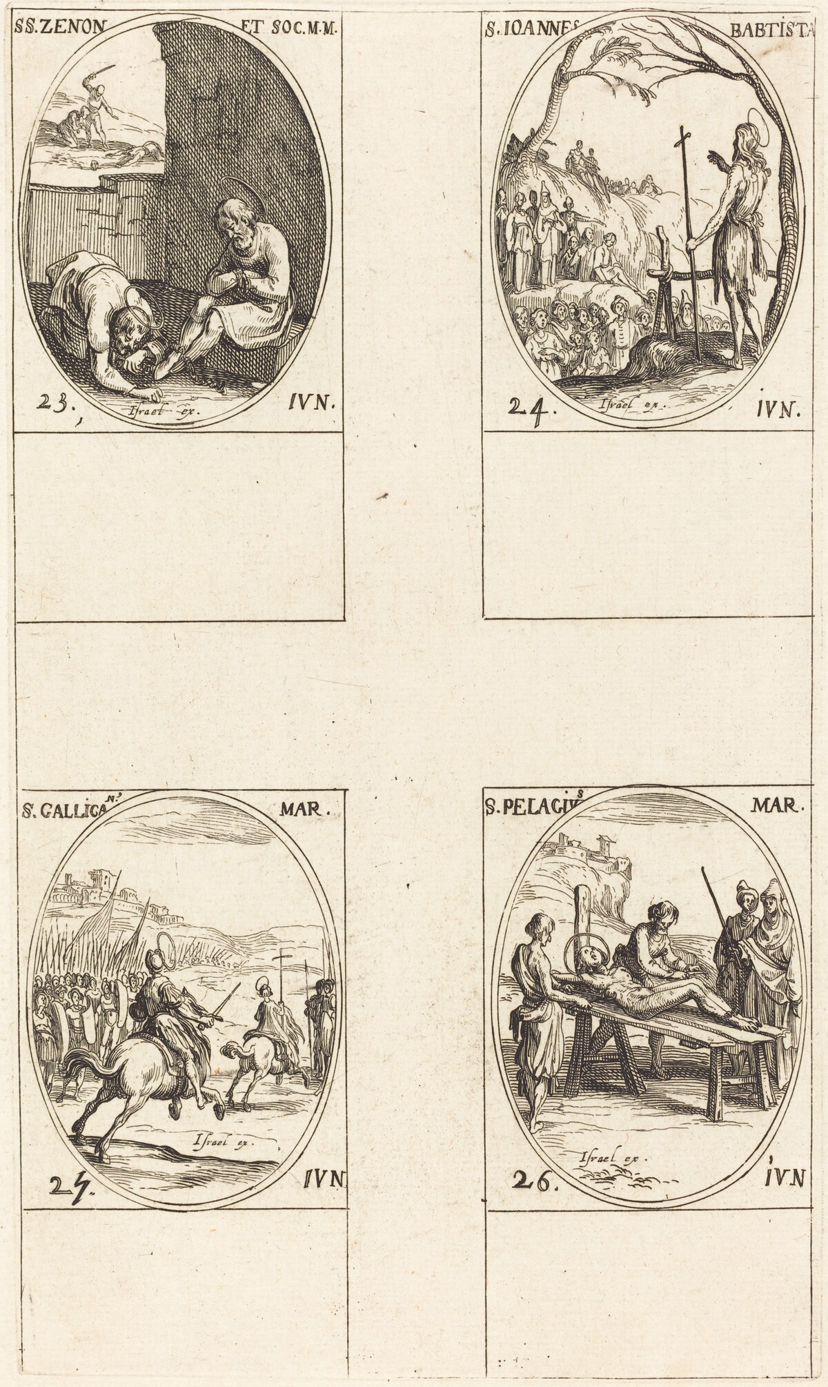 St. Zenon and Companions; St. John the Baptist; St. Gallicanus; St. Pelagius by Jacques Callot