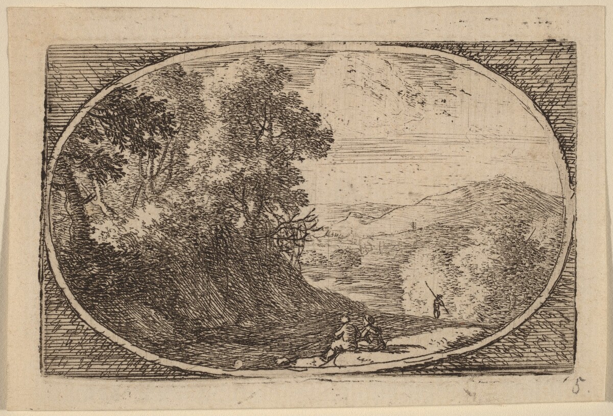 Two Figures Seated to the Right of a Road by Herman van Swanevelt