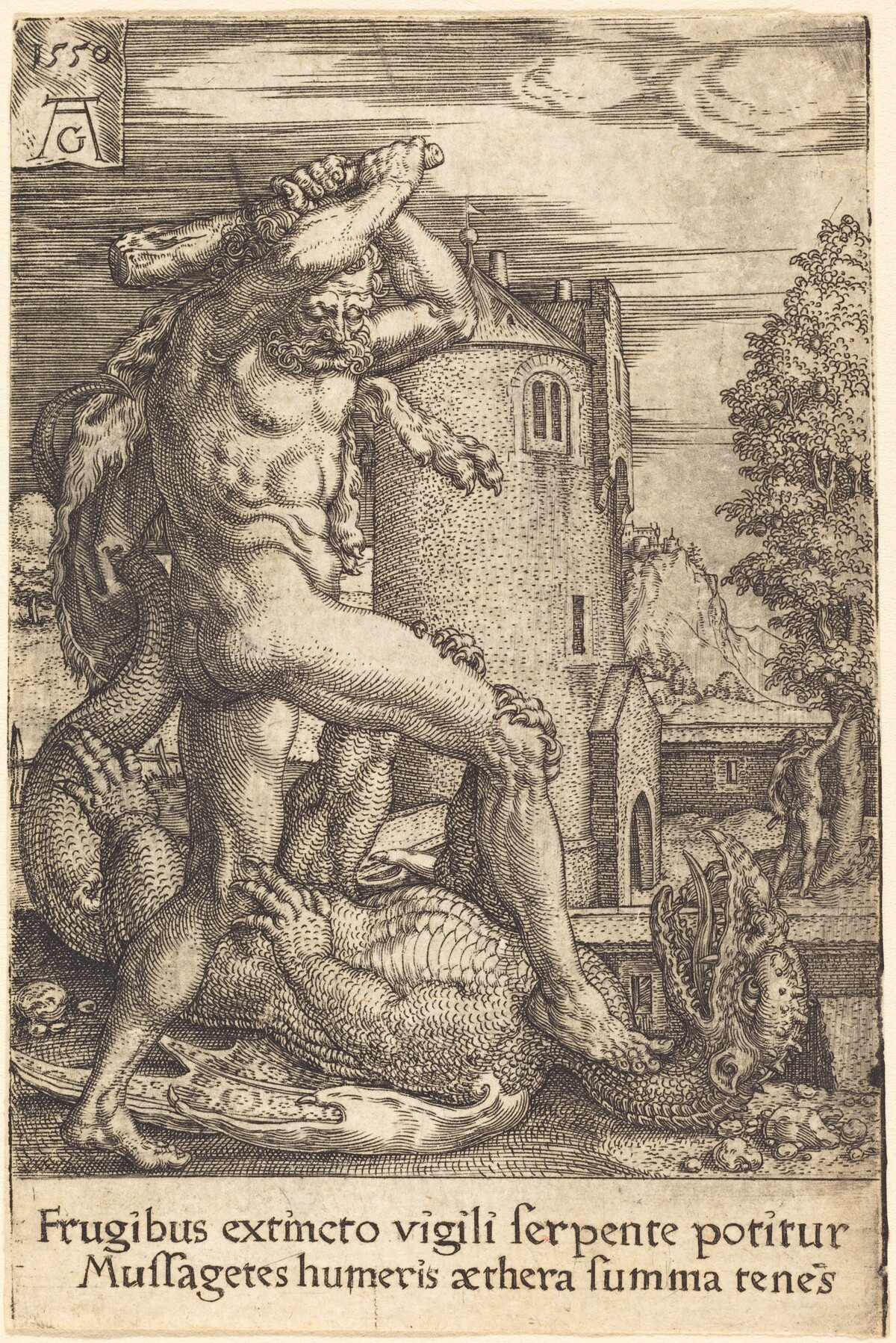 Hercules Slaying the Dragon by Heinrich Aldegrever