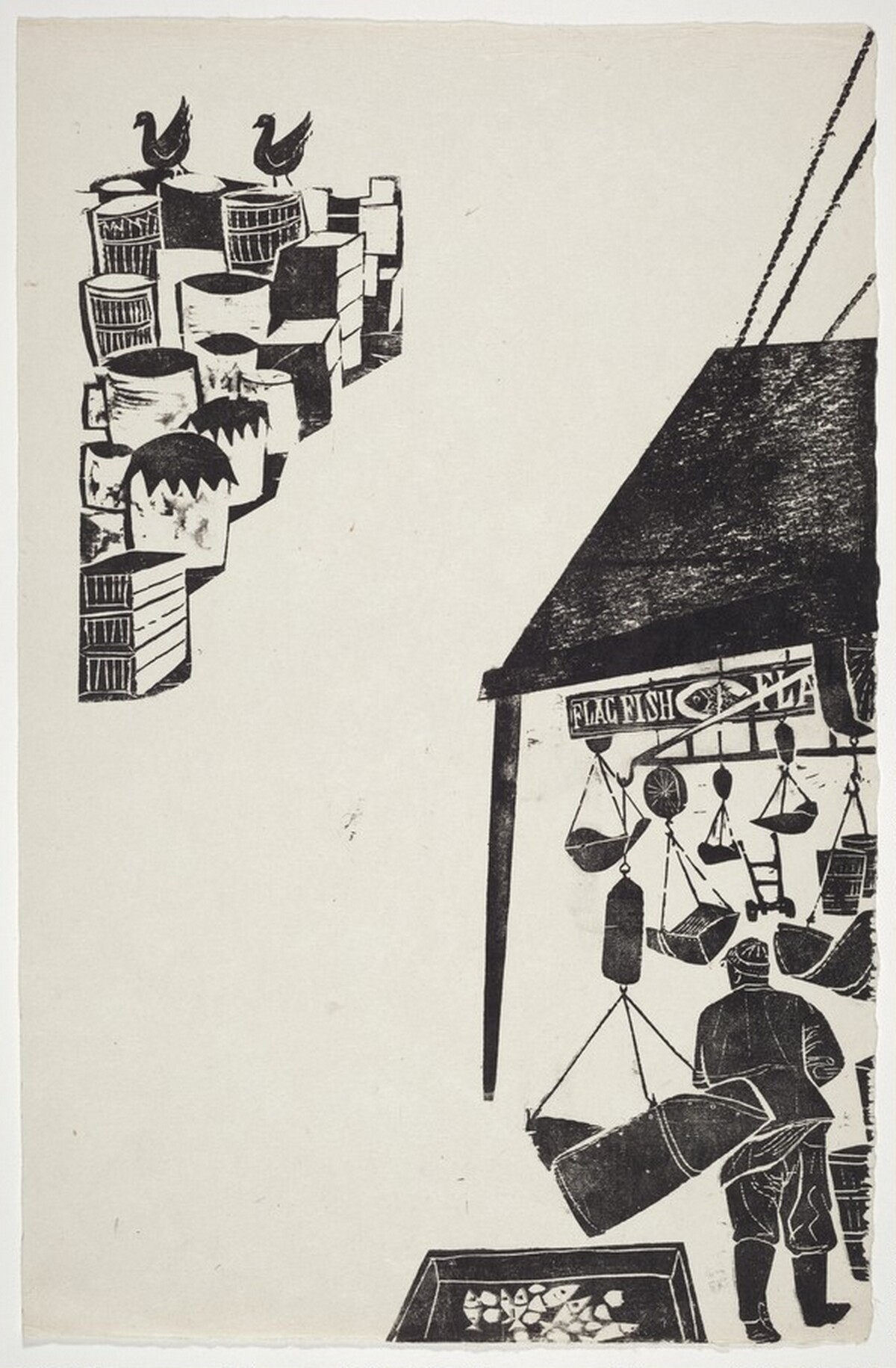 The Fulton Fish Market by Antonio Frasconi