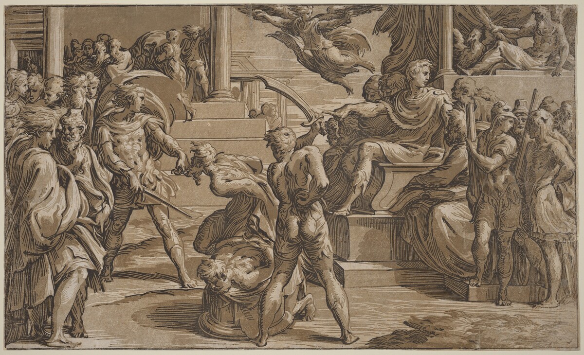 The Martyrdom of Saints Peter and Paul by Antonio da Trento, after Parmigianino