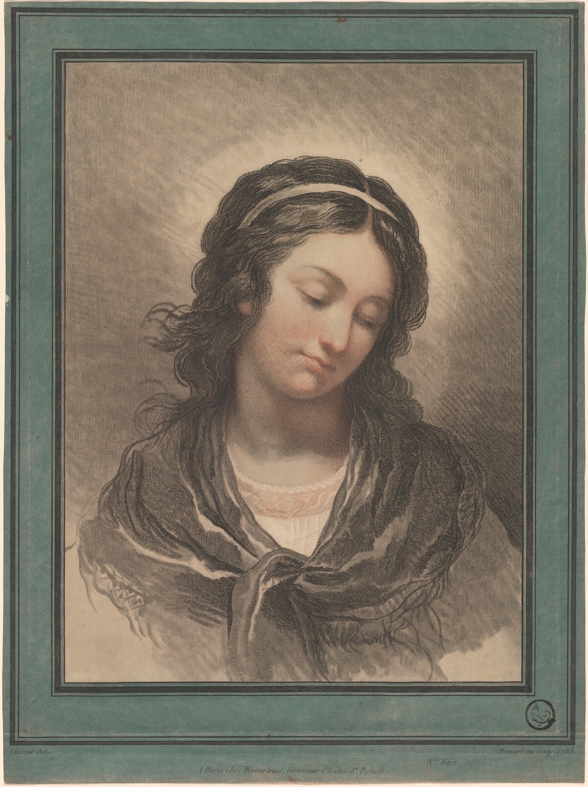 Head of a Woman Looking Down by Gilles-Antoine Demarteau after François-André Vincent