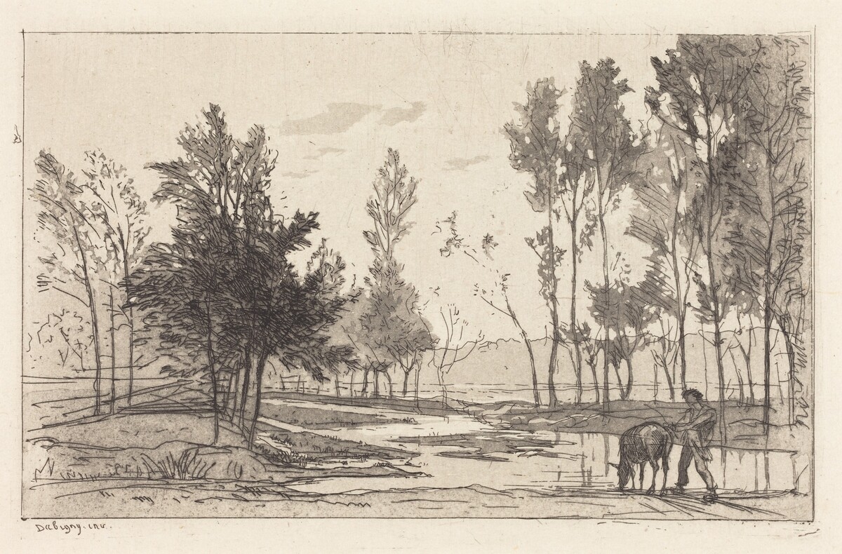 Donkey at a Watering Place (L'Ane a l'abreuvoir) by Charles-François Daubigny