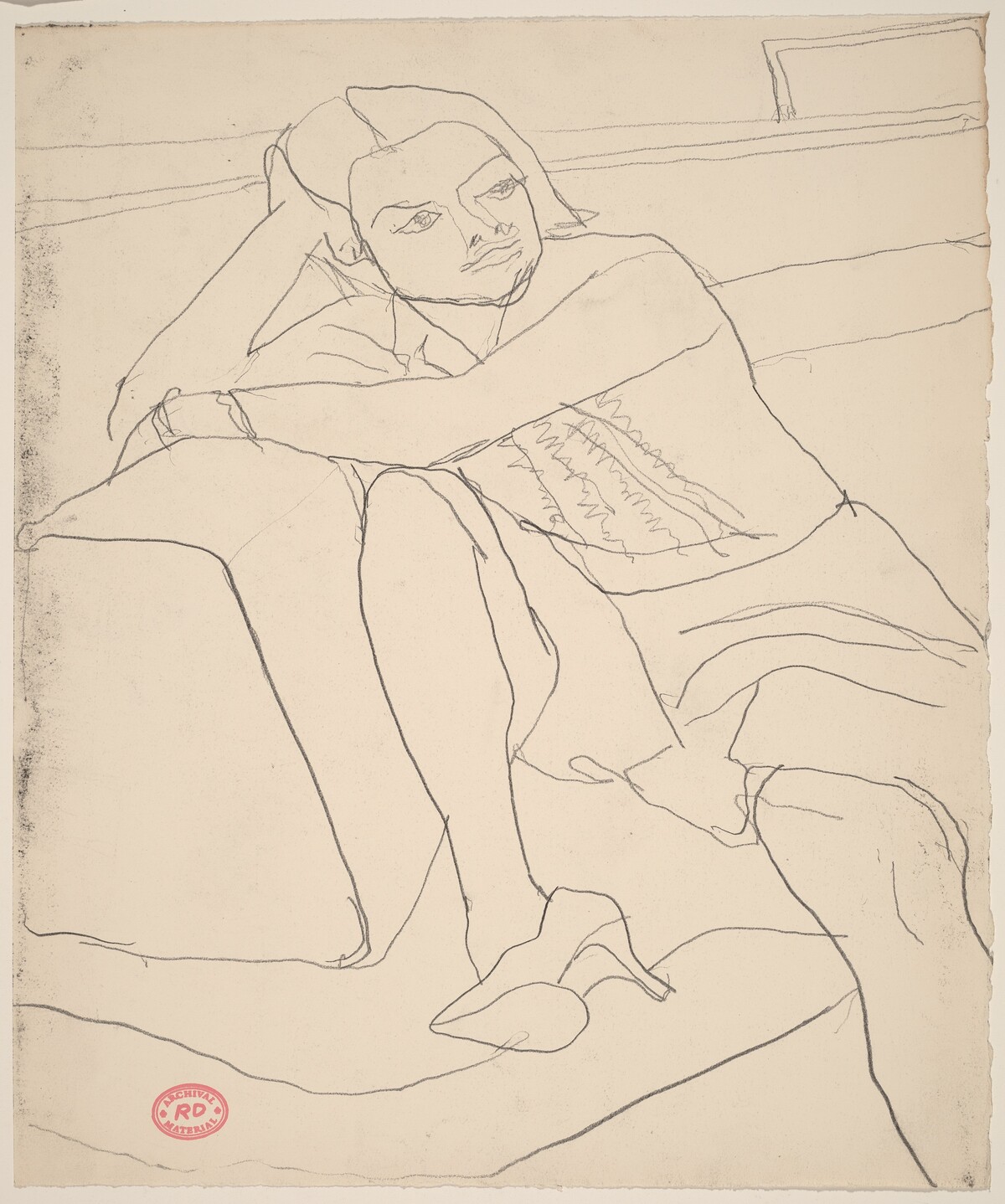 Untitled [seated woman wearing high-heeled shoe] by Richard Diebenkorn