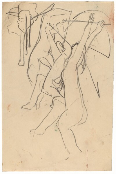 Three Nudes (or Nude in Motion) with Trees to the Left
