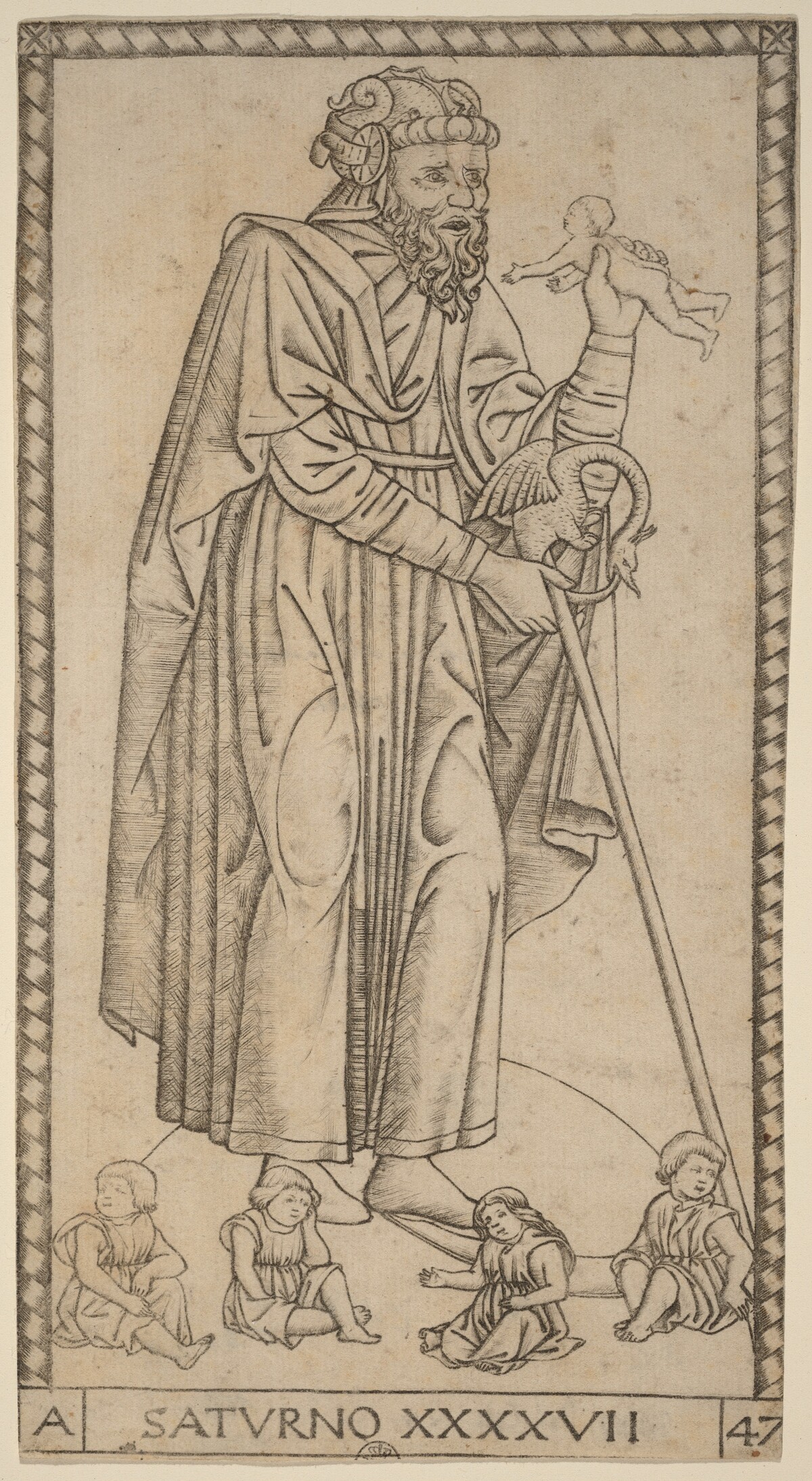 Saturno (Saturn) by Master of the S-Series Tarocchi
