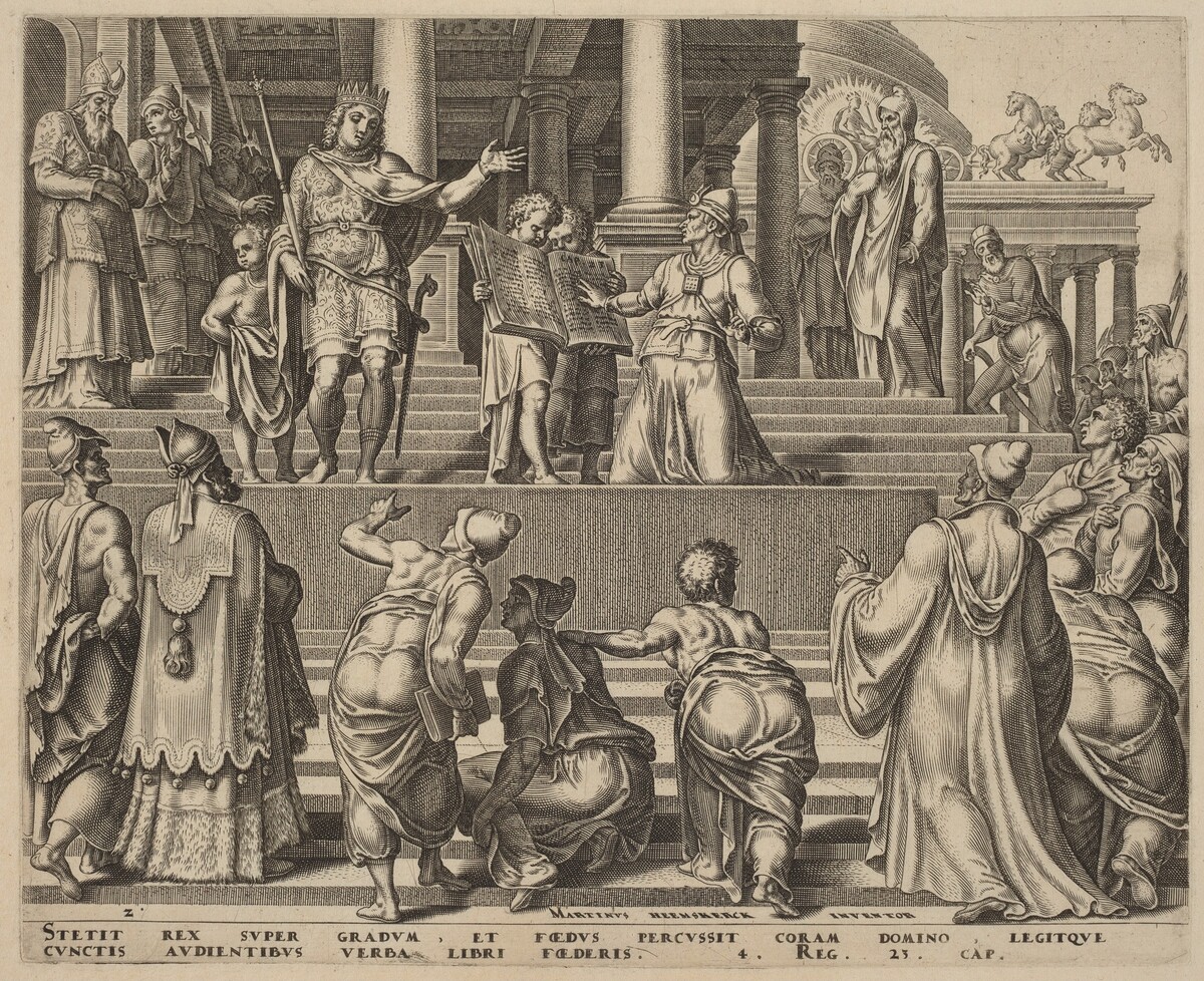 The Book of the Law Read before the People by Philip Galle, after Maerten van Heemskerck