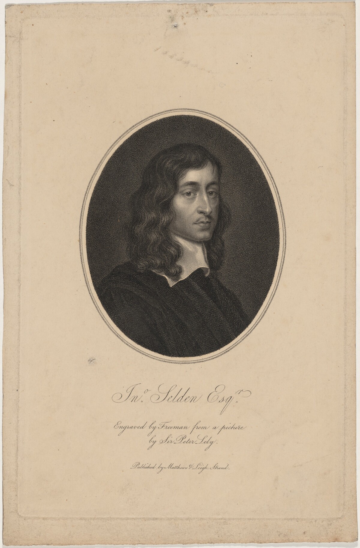 John Selden, Esquire, Jurist and Antiquary by Samuel Freeman after Sir Peter Lely