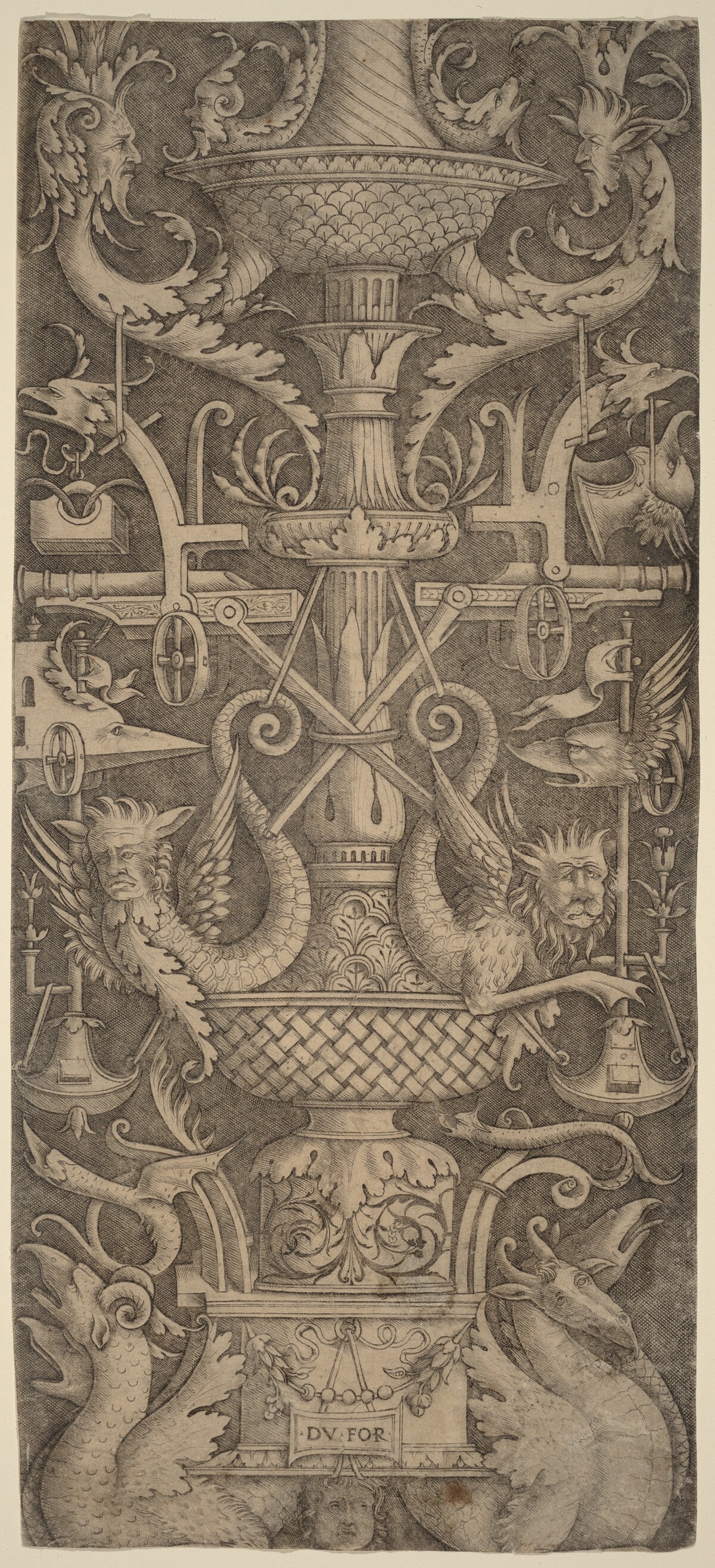 Ornament Panel with Dragons, Masks, and Instruments of War by Zoan Andrea