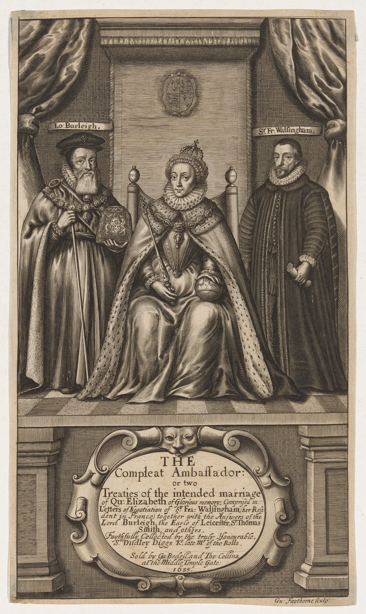 Title Page to Sir Dudly Digges, The Compleat Ambassador by William Faithorne